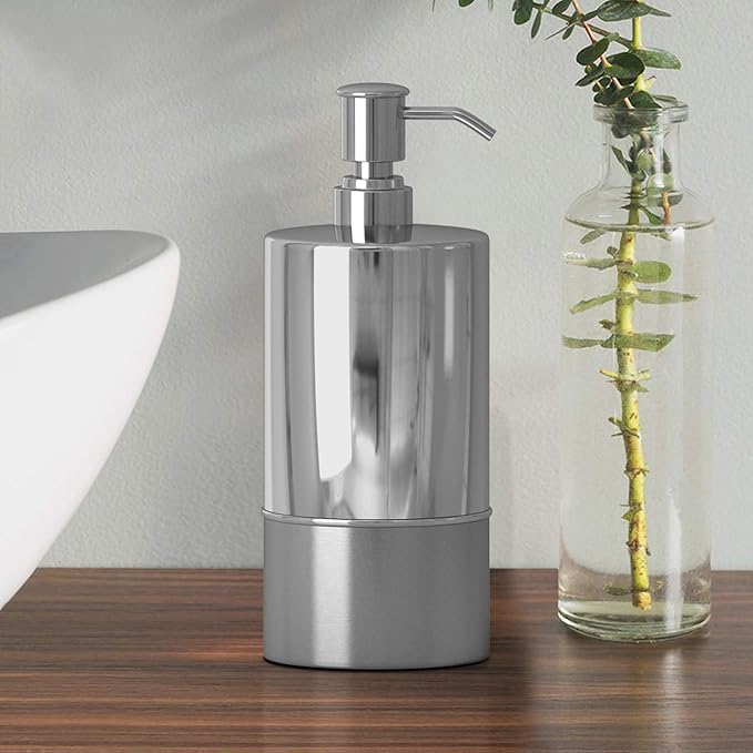 Stainless Steel Refillable Liquid Soap Dispenser Pump Bottle for Bathroom Vanity Countertop