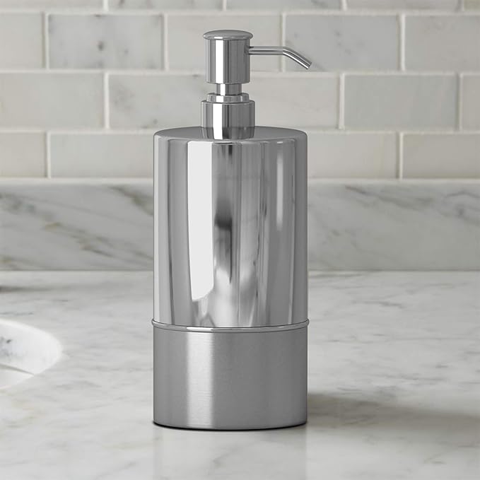 Stainless Steel Refillable Liquid Soap Dispenser Pump Bottle for Bathroom Vanity Countertop