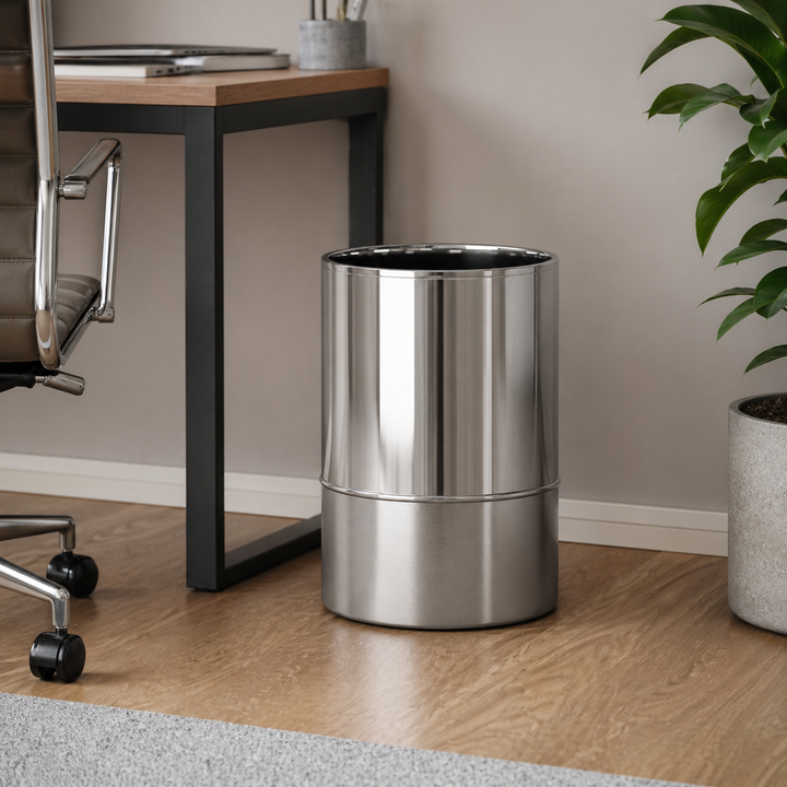 Stainless Steel Small Trash Can Wastebasket | Garbage Container Bin | Silver Finish