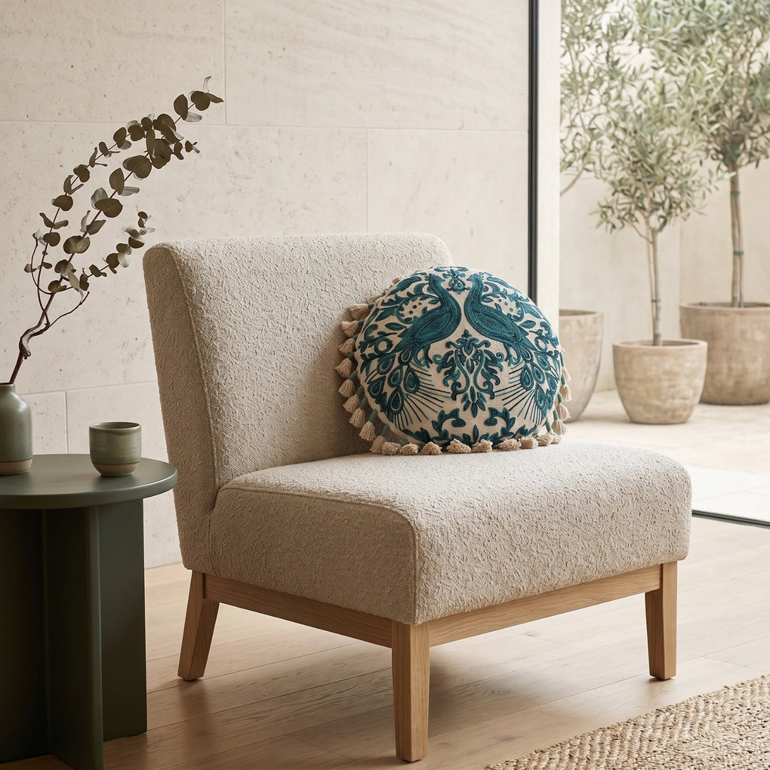 Embroidered Floor Pillow with Tassels & Filler, 20x20x3.5"