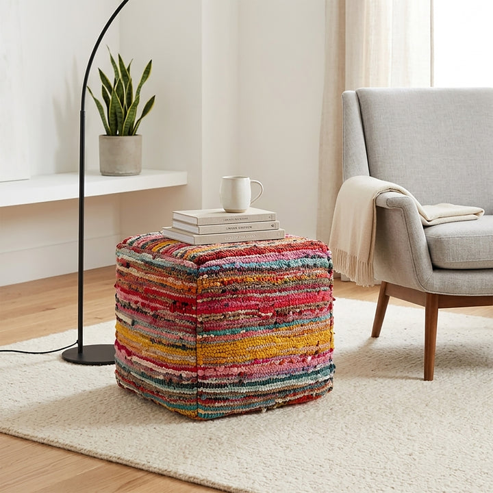 Pouf Ottoman, 20x20x14" Handmade Floor Cushion Puff Seat