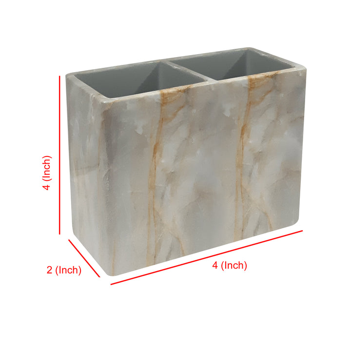 Toothbrush Holder | Compact Multi-Slot Holder for Toothbrushes,Razors & Makeup Accessories | Marble
