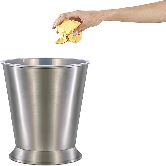 Brushed Steel Wastebasket,7QT