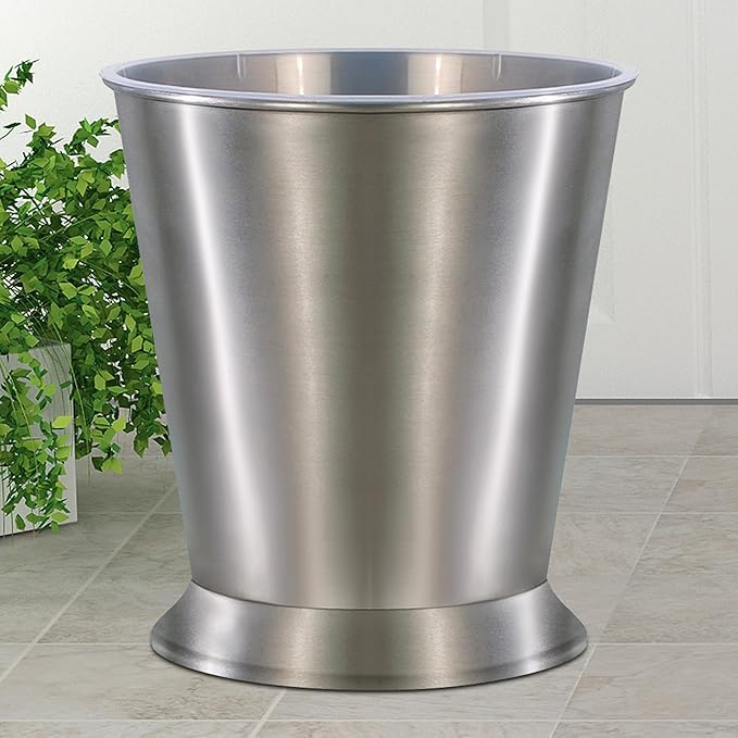 Brushed Steel Wastebasket,7QT