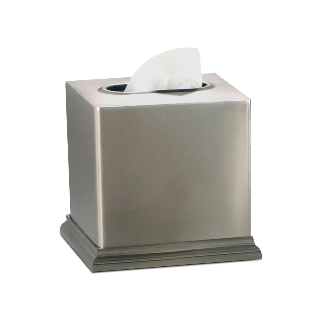 Tissue Box | Stainless Steel Square Facial Tissue Box Holder | Brushed Pewter Finish