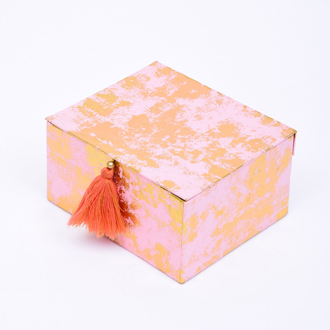 Rectangle Box / Set Of 4 Pcs / Pink - Recycled Cotton Paper / 9 X 7.5 X 4.5 Inches (L X W X H) / Moq - 2 Sets