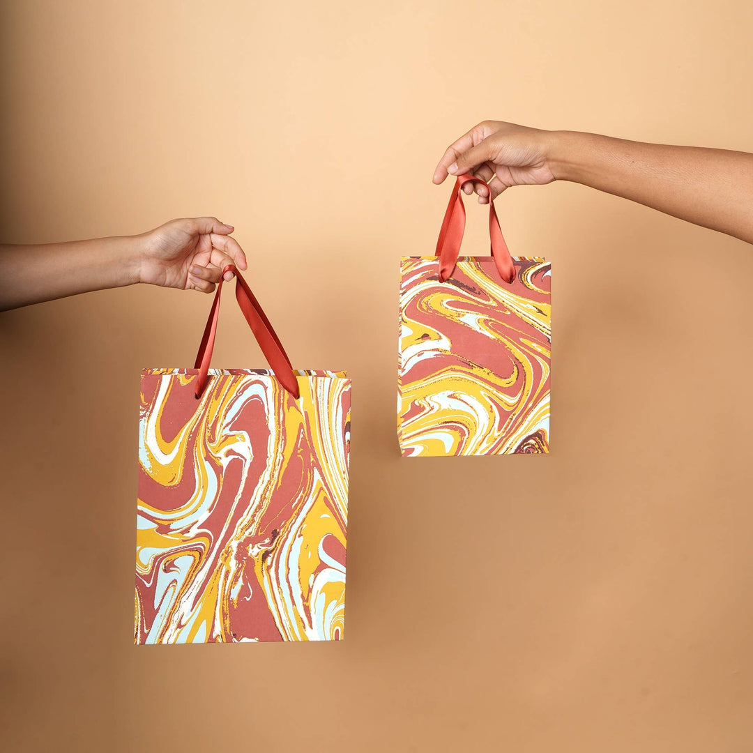 Gift Bags | Handmade Paper Gift Bags | Eco Friendly Reusable Shopping & Gift Packing Bags | Set of 5