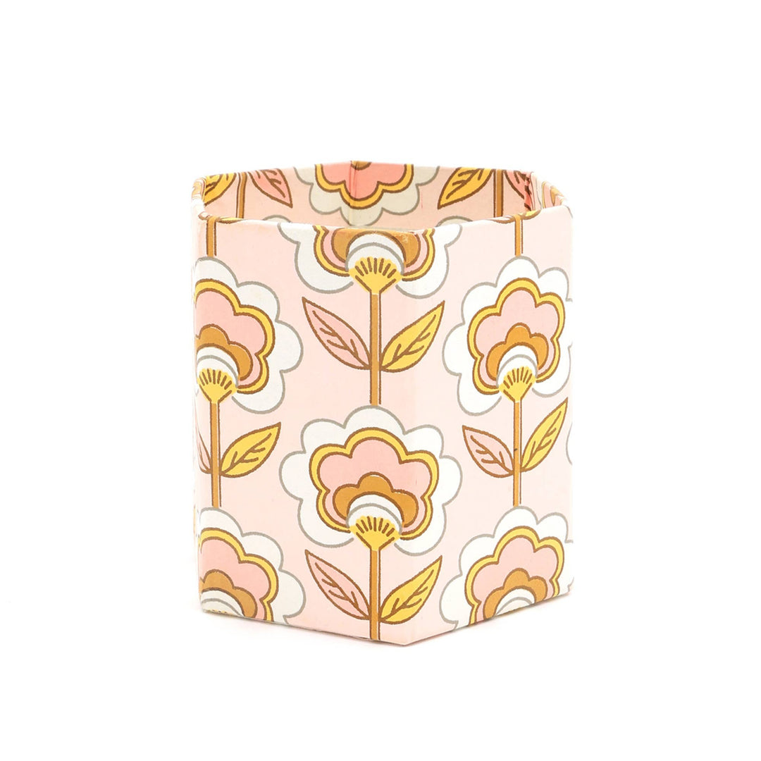 Pen Holder | Handmade Paper & Cardboard Pen Stand | Peach | Stylish Desk Organizer for Office and Home