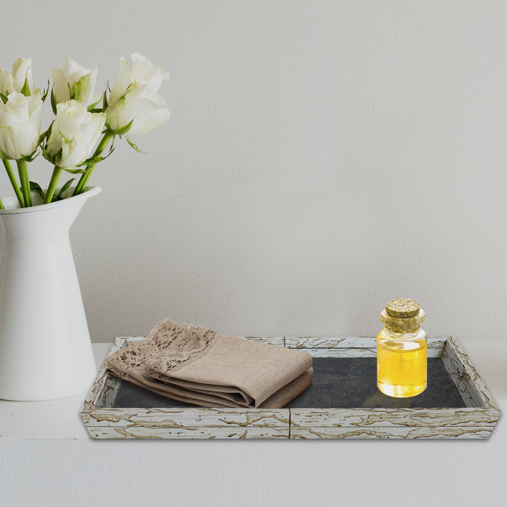 Cement Storage Organizer Tray for Bathroom Vanity Countertops, Closets | Antique Stone Finish
