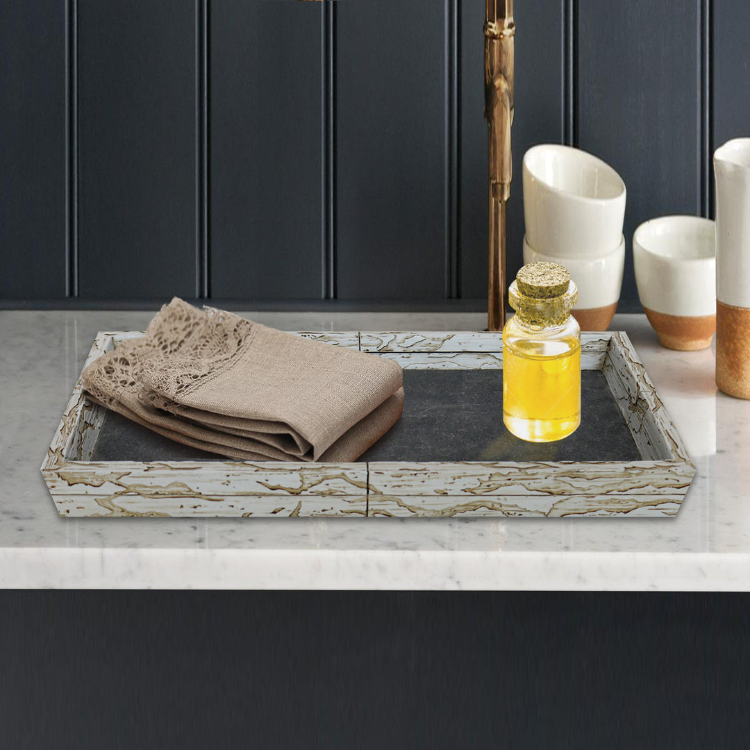 Cement Storage Organizer Tray for Bathroom Vanity Countertops, Closets | Antique Stone Finish