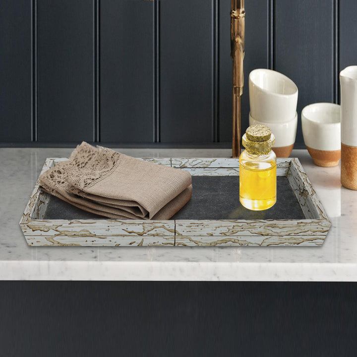 Cement Storage Organizer Tray for Bathroom Vanity Countertops, Closets | Antique Stone Finish