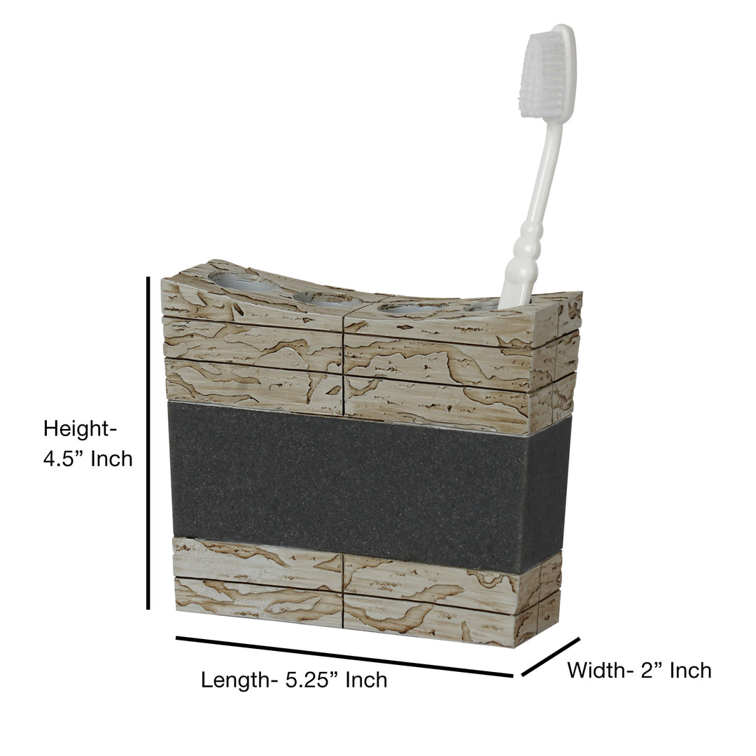 Rustic Cement Toothbrush Holder | Compact Multi Slot Holder for Toothbrushes, Razors & Makeup Accessories |  Stylish,Durable & Easy To Clean | Stone