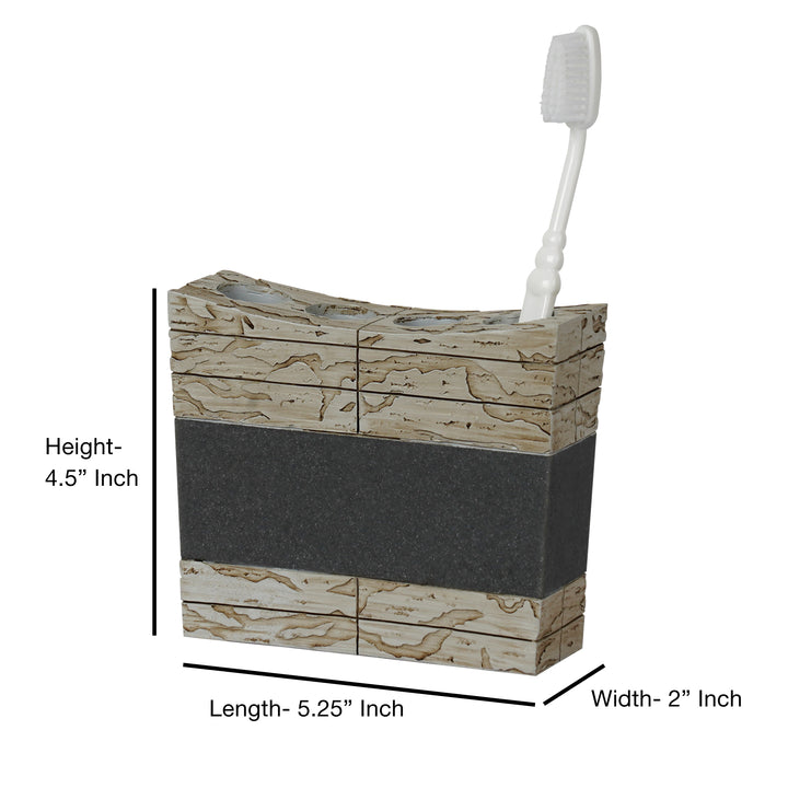 Rustic Cement Toothbrush Holder | Compact Multi Slot Holder for Toothbrushes, Razors & Makeup Accessories |  Stylish,Durable & Easy To Clean | Stone