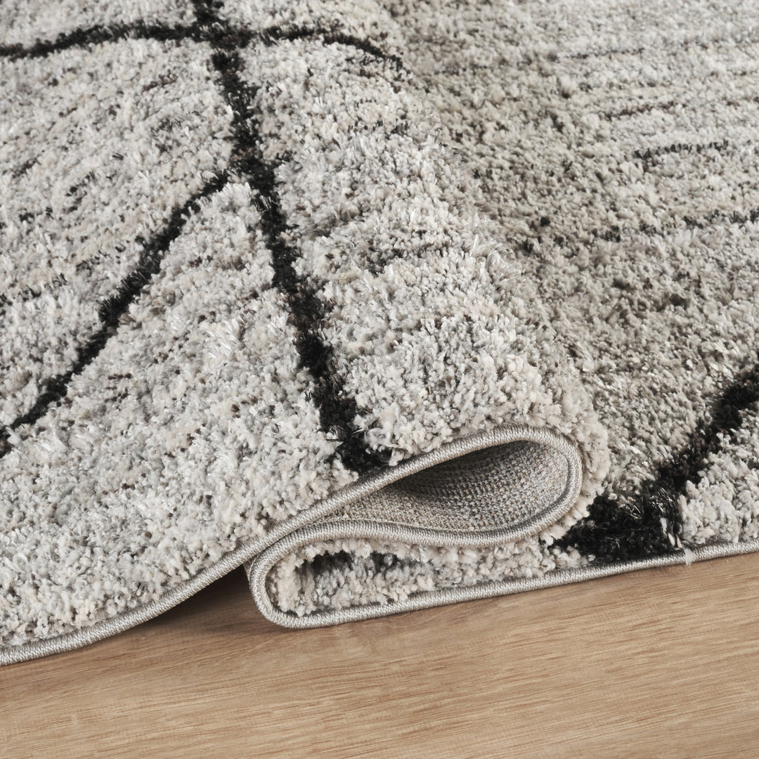 Modern Geometric Triangle Area Rug, Black & Ivory | Soft Polypropylene Blend | Contemporary Indoor Accent Rug