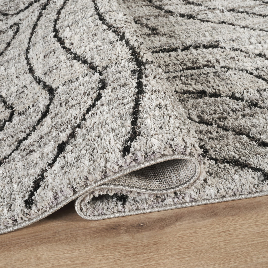 Modern Abstract Black & Ivory Area Rug | Polypropylene Blend | Contemporary Indoor Carpet