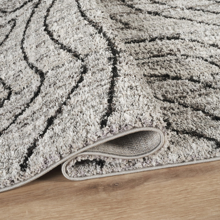 Modern Abstract Black & Ivory Area Rug | Polypropylene Blend | Contemporary Indoor Carpet