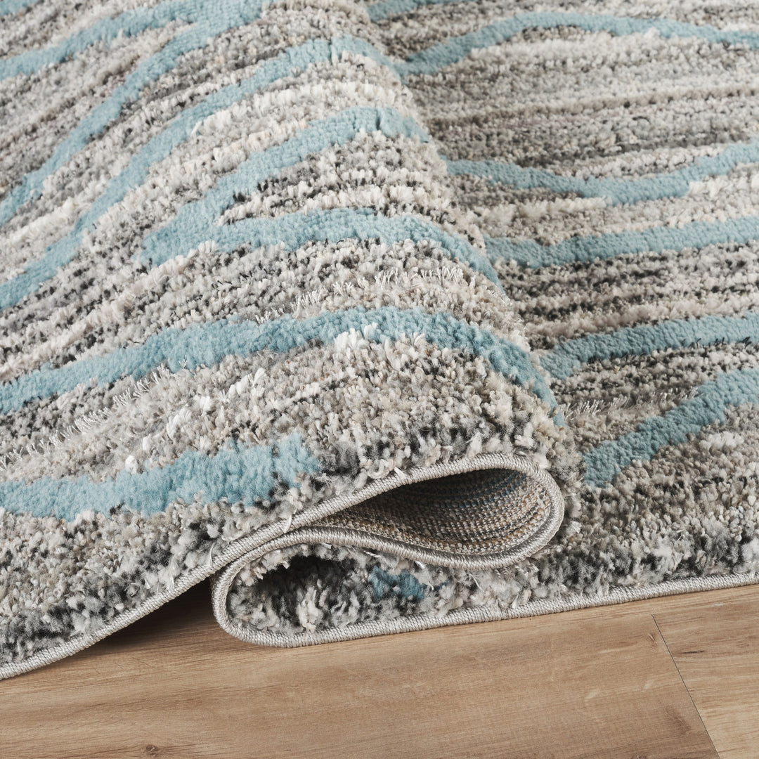 Modern Geometric Diamond Area Rug, Blue & Ivory | Soft Polypropylene Blend | Contemporary Indoor Accent Rug