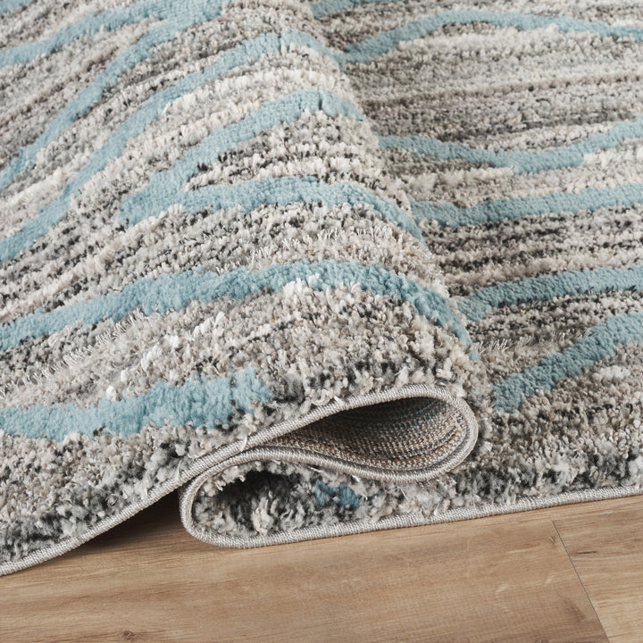 Modern Geometric Diamond Area Rug, Blue & Ivory | Soft Polypropylene Blend | Contemporary Indoor Accent Rug