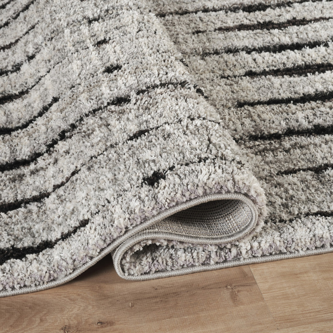 Modern Striped Abstract Area Rug, Black & Ivory | Soft Polypropylene Blend | Contemporary Indoor Accent Rug