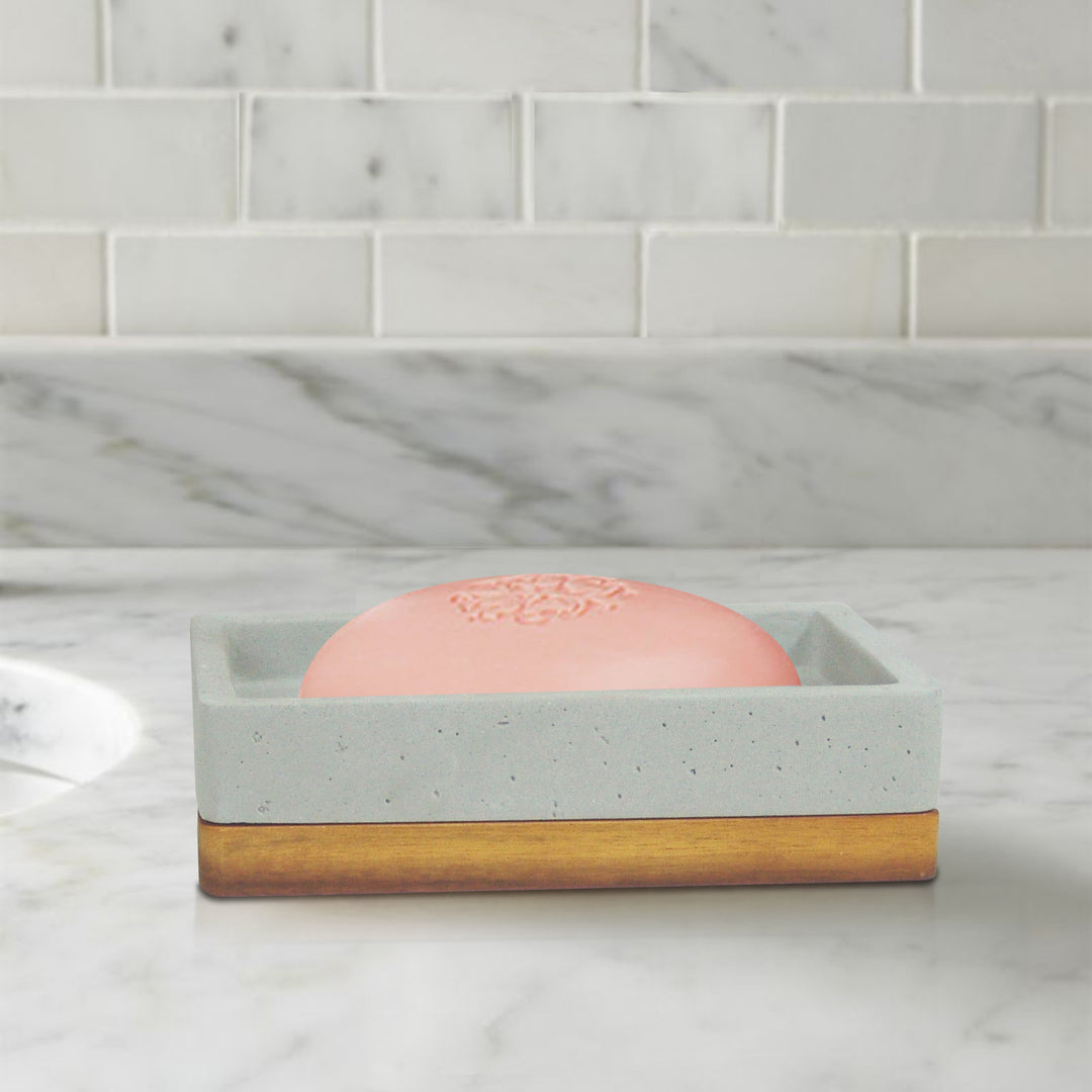 Soap Dish for Bathroom Counter,Shower & Kitchen | Grey Stone/Brown