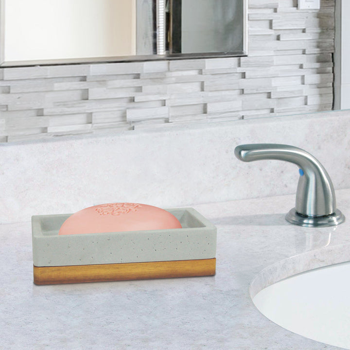 Soap Dish for Bathroom Counter,Shower & Kitchen | Grey Stone/Brown