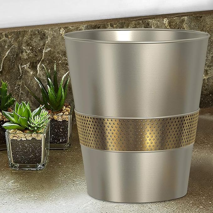 Brushed Steel Wastebasket,7QT