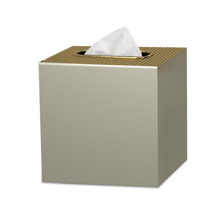 Tissue Box | Stainless Steel Square Facial Tissue Box Holder | Pewter/Gold Finish