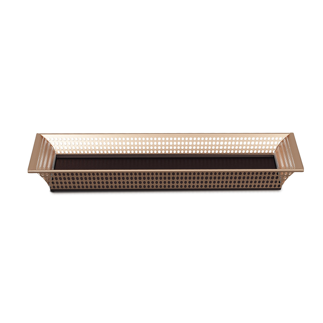 Stainless Steel Storage Organizer Tray for Bathroom Vanity Countertops, Closets, Dressers | Holder for Watch, Earring, Makeup Brush, Reading Glass, Hand Towel | Copper & Oil Rubbed Bronze