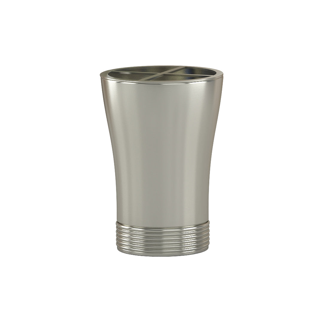 Metal Toothbrush Holder | Compact Multi-Slot Holder for Toothbrushes,Razors & Makeup Accessories | Pewter