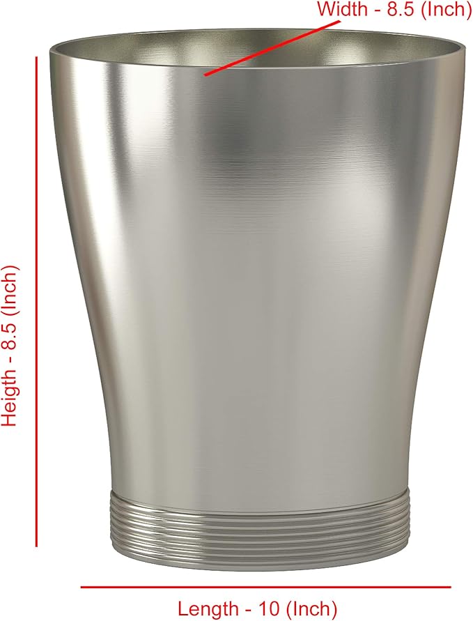 Metal Wastebasket, 7Qt, Matt Pewter