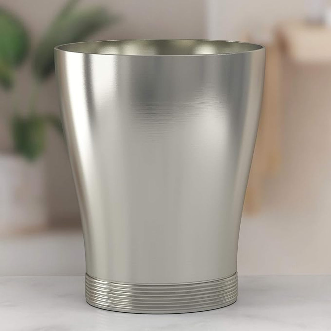 Metal Wastebasket, 7Qt, Matt Pewter