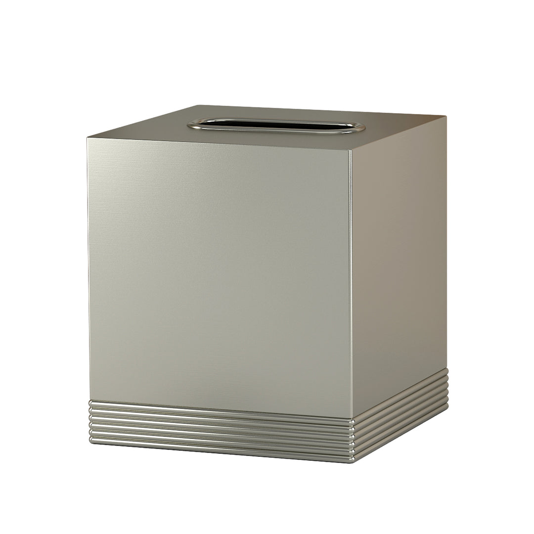 Tissue Box | Metal Square Facial Tissue Box Cover Holder | Brushed Pewter