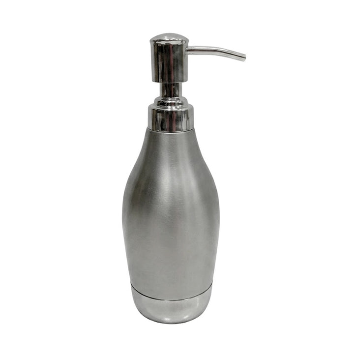 Modern Stainless Steel Soap Dispenser, 2.5" x 2.5" x 6.5", Brushed Stainless Steel Finish, Refillable Rust-Resistant Liquid Soap Pump for Bathroom & Kitchen Countertops
