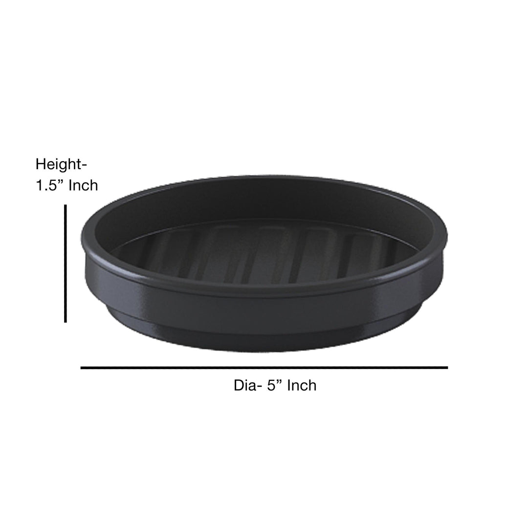 Stainless Steel Soap Dish, 5" x 5" x 1.5", Black Powder-Coated Finish, Rust-Resistant Bathroom Soap Holder