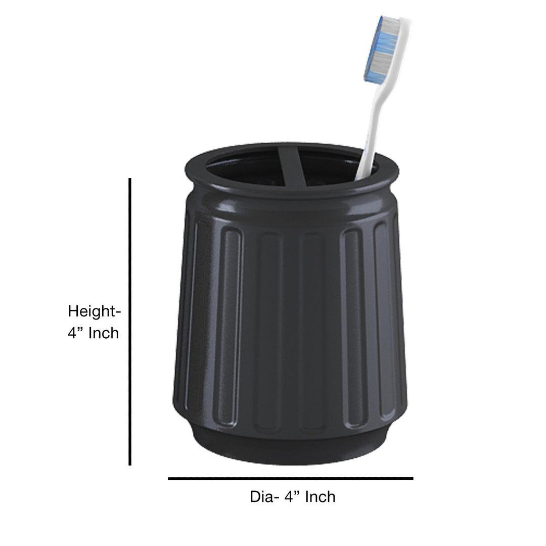 Stainless Steel Toothbrush Holder, 4" x 4" x 4", Black Powder-Coated Bathroom Toothbrush Organizer Cup, Rust-Resistant Countertop Toothbrush & Toothpaste Holder