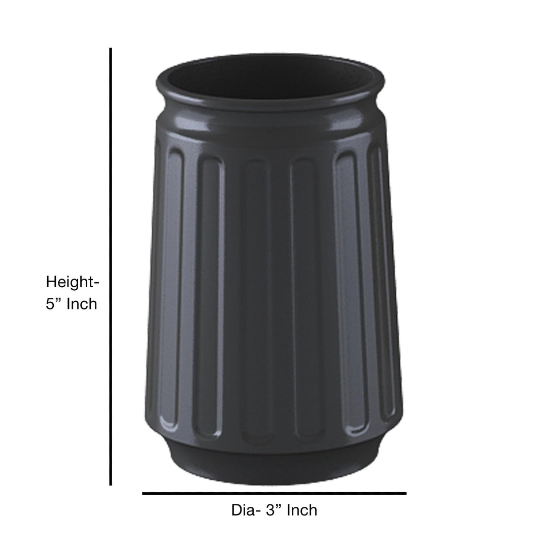 Stainless Steel Bathroom Tumbler Cup, 3" x 3" x 5", Black Powder-Coated Finish, Rust-Resistant Bathroom Cup for Toothbrushes, Rinsing & Vanity Organization