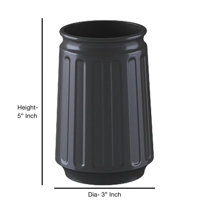 Stainless Steel Bathroom Tumbler Cup, 3" x 3" x 5", Black Powder-Coated Finish, Rust-Resistant Bathroom Cup for Toothbrushes, Rinsing & Vanity Organization