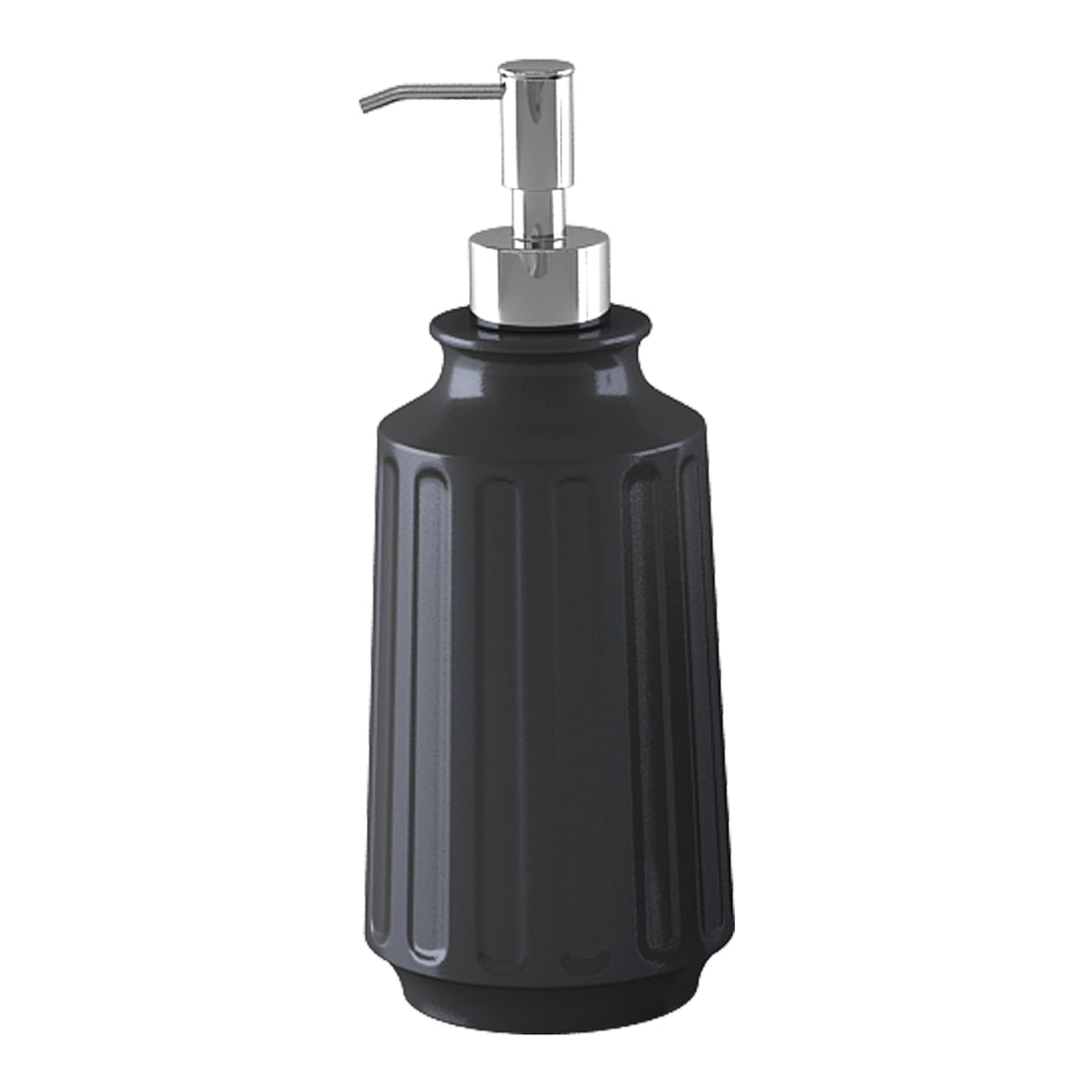 Stainless Steel Soap Dispenser, 3" x 3" x 8", Black Powder-Coated Finish, Refillable Bathroom & Kitchen Liquid Soap Pump, Rust-Resistant Countertop Soap Dispenser