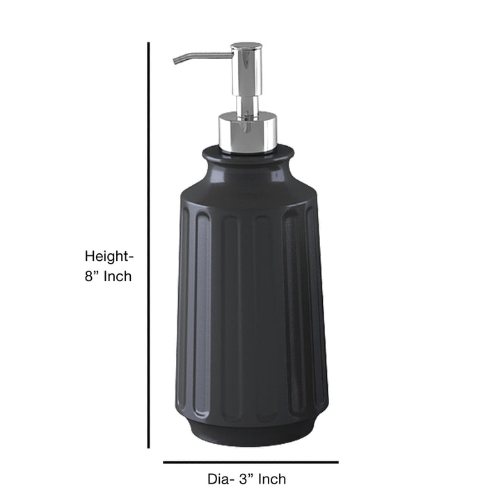 Stainless Steel Soap Dispenser, 3" x 3" x 8", Black Powder-Coated Finish, Refillable Bathroom & Kitchen Liquid Soap Pump, Rust-Resistant Countertop Soap Dispenser