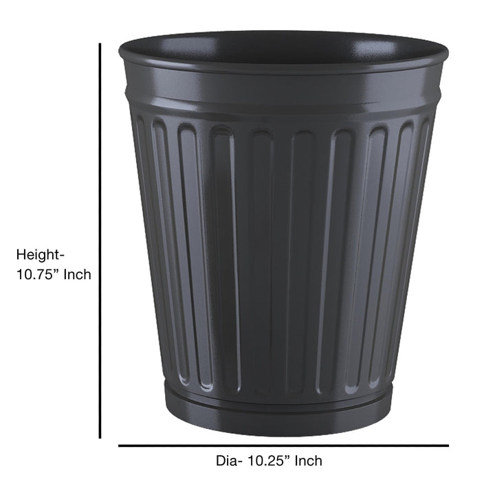 Stainless Steel Bathroom Waste Basket, 10.25" x 10.25" x 10.75", Black Powder-Coated Finish, Modern Rust-Resistant Trash Can for Bathroom, Bedroom, Office & Vanity