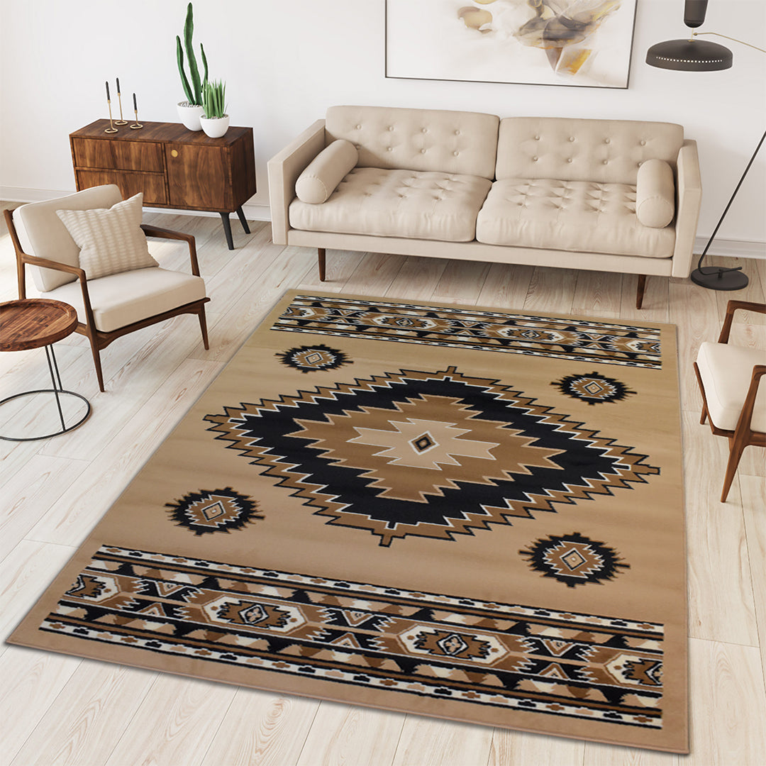 Great West Southwestern Area Rug | Tribal Diamond Geometric Design |  Polypropylene | Indoor Accent Rug