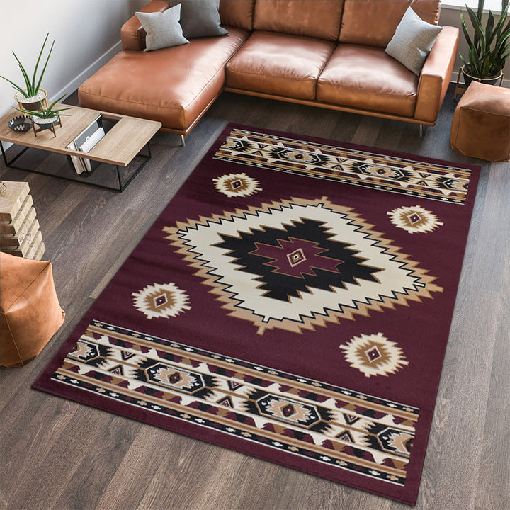 Great West Southwestern Area Rug | Tribal Diamond Geometric Design |  Polypropylene | Indoor Accent Rug