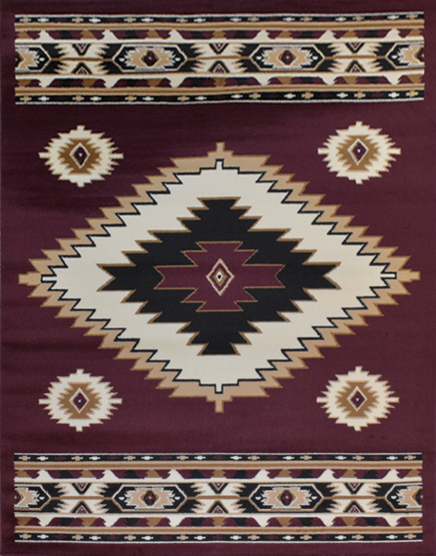 Great West Southwestern Area Rug | Tribal Diamond Geometric Design |  Polypropylene | Indoor Accent Rug