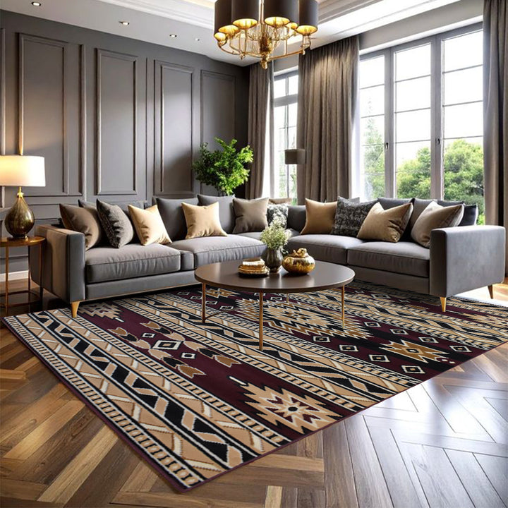 Great West Southwestern Area Rug | Tribal Geometric Stripe Design | Polypropylene | Indoor Accent Rug