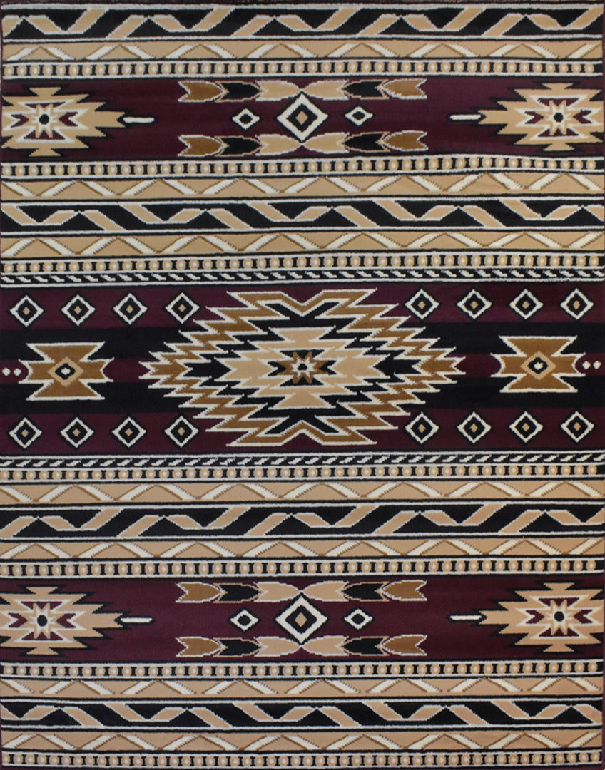 Great West Southwestern Area Rug | Tribal Geometric Stripe Design | Polypropylene | Indoor Accent Rug