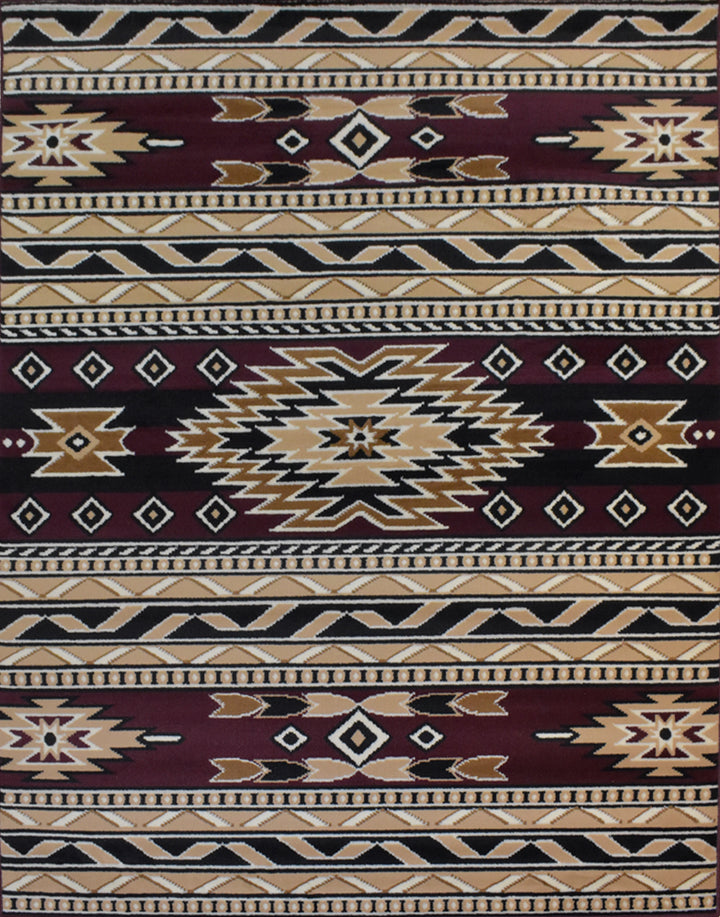 Great West Southwestern Area Rug | Tribal Geometric Stripe Design | Polypropylene | Indoor Accent Rug