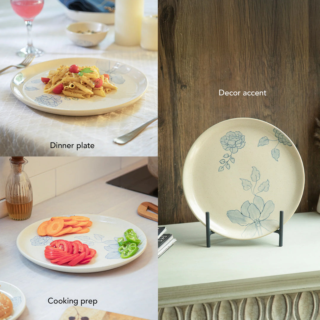 Eggshell Ceramic Dinner Plate 9.8" | Round Glossy Handcrafted Plate