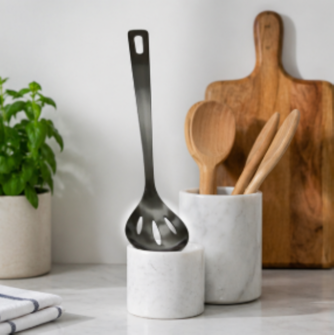 Slotted Spoon | 1.8mm Stainless Steel Laddle | Black Nickel Finish