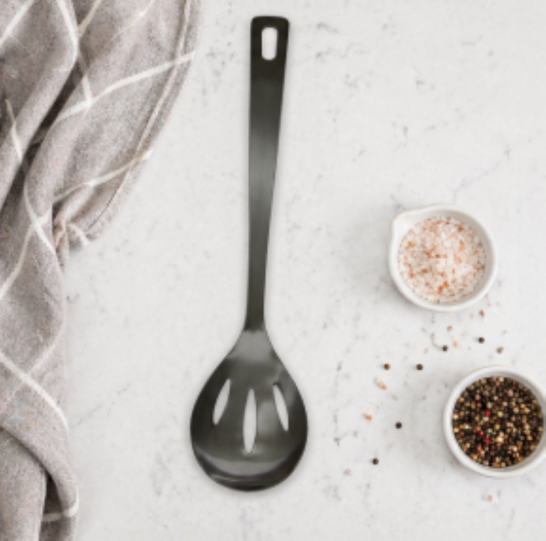 Slotted Spoon | 1.8mm Stainless Steel Laddle | Black Nickel Finish