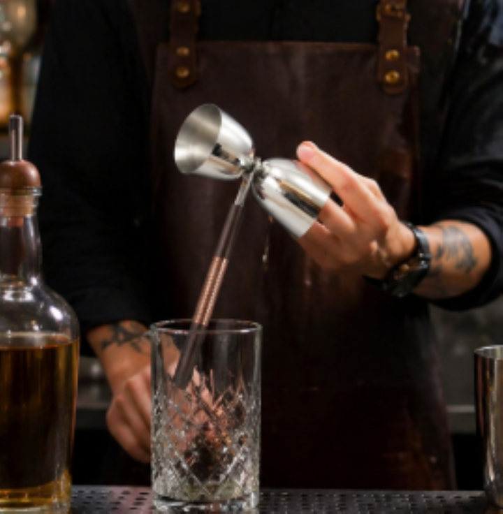 Stainless Steel Jigger | Oil Rubbed Bronze & Copper  Finish | 3x1x7" | Cocktail Measure | Bar Tool